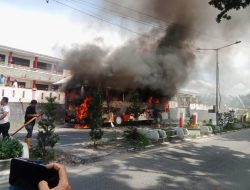 Bus Nice Trans Terbakar, Polsek Siantar Utara berikan Pengamanan