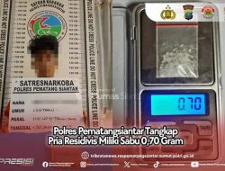 POLRES PEMATANGSIANTAR TANGKAP PRIA RESIDIVIS MILIKI SABU 0,70 GRAM