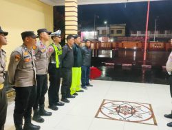 Patroli Dini Hari Polres Samosir Jaga Keamanan Objek Vital Pemilu 2024.