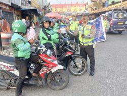 Ops Keselamatan Toba 2024, Sat Lantas Polres Pematangsiantar Berikan Himbauan Kamseltibcar Lantas Kepada Community Kendaraan Bermotor