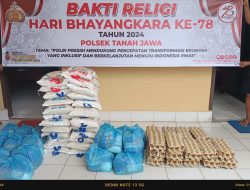 Polsek Tanah Jawa Gelar Bakti Sosial dan Bakti Religi Sambut HUT Bhayangkara Ke-78 di Mesjid Uswatud Hasanah