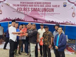 Polres Simalungun Adakan Penyembelihan dan Pembagian Daging Kurban pada Idul Adha 1445H