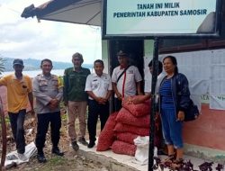 Bhabinkamtibmas Polres Samosir Pantau Penyaluran Bibit Bawang Merah dari Dana Desa Tanjung Bunga TA 2024