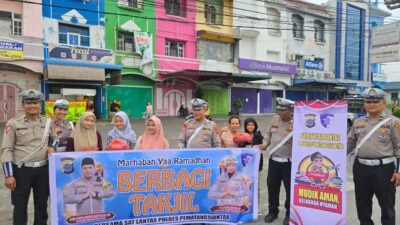 Sat Lantas Polres Pematangsiantar Sosialisasi Tagline “Mudik Aman Keluarga Nyaman” dan Hotline mudik Polri 110