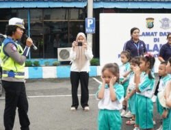 Sat Lantas Polres Pematangsiantar, Sambut Kunjungan Anak TK Kristen Kalam Kudus