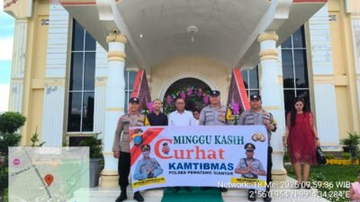 Minggu Kasih, Kamtibmas Polsek Siantar Marihat Berikan Himbauan dan Sosialisasi Call Center 110
