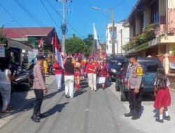 Meriahkan HUT RI Ke 80, Polres Pematangsianțar Laksanakan Pengamanan Pawai Marching Band SMP RK Bintang Timur