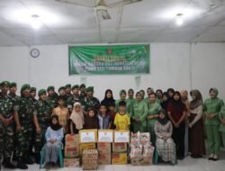 Peringatan HUT Infanteri ke-80 Tahun Yonif 122/TS membagikan sembako ke Panti Asuhan dan Madrasah