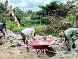 Satgas TMMD Ke-127 Kodim 0207/Simalungun Bersama Warga Laksanakan Pengerjaan Saluran Drainase di Nagori Bahapal