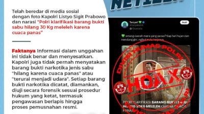 Barang Bukti Sabu Tidak Mungkin Hilang Karena Cuaca Panas, Ada Prosedur Ketat