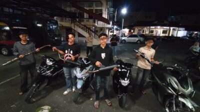 Polres Pematangsiantar Patroli Hingga Subuh, Empat Sepedamotor Knalpot Brong Diamankan