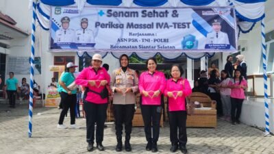 Kapolsek Siantar Selatan Hadiri Senam Sehat dan Periksa Massal IVA Test