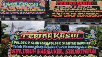 Polres Pematang siantar Dibanjiri Papan Bunga Ucapan Selamat Ungkap kasus Pencurian dan kekerasan