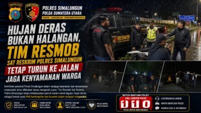 Hujan Deras Bukan Halangan, Tim Resmob Sat Reskrim Polres Simalungun Tetap Turun ke Jalan Jaga Kenyamanan Warga