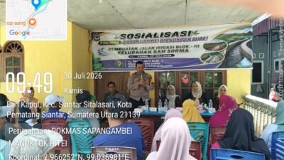 Bhabinkamtibmas Polsek Siantar Martoba Hadiri Sosialisasi Pengerjaan Pembuatan Jalan Irigasi