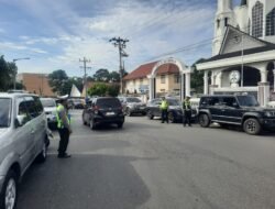 Sat Lantas Polres Pematangsiantar Patroli Gereja Ciptakan Rasa Aman dan Nyaman Jemaat Beribadah