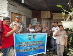 Sambut HUT Ke 24, Propam Polres Pematangsiantar Berikan Bantuan Sembako Kepada Warga