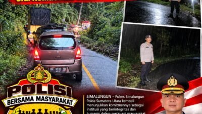 Hujan Deras dan Angin Kencang Tak Halangi Polres Simalungun, Respons Cepat Aduan “Halo Kapolres” Urai Kemacetan Dolok Pardamean